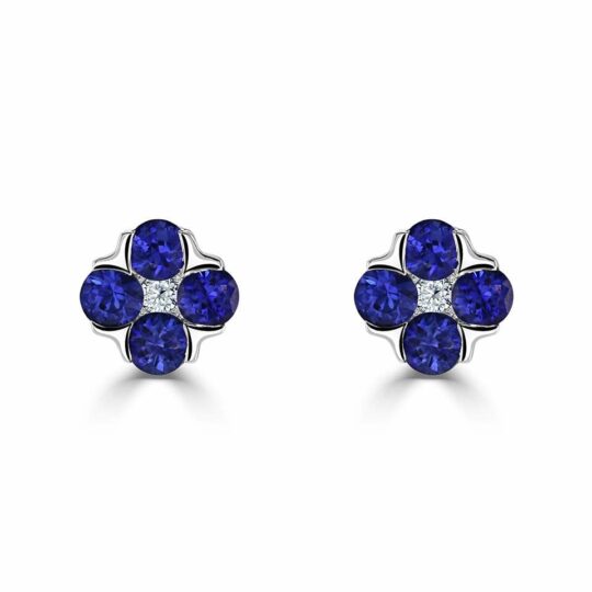 Diamond & Sapphire Posy Stud Earrings