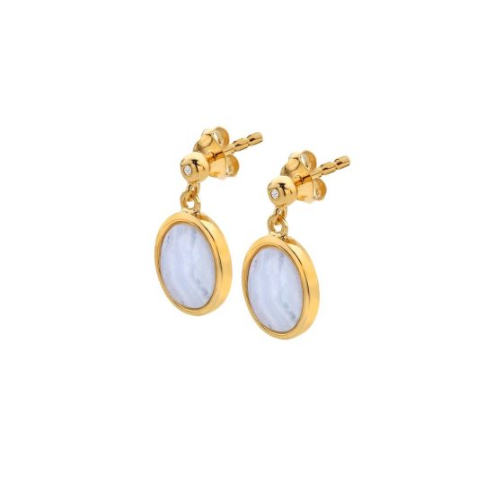 Hot Diamonds Oval Earrings - Blue Lace Agate