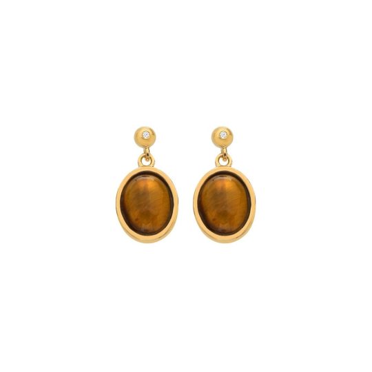 Hot Diamonds Oval Earrings – Tigers Eye