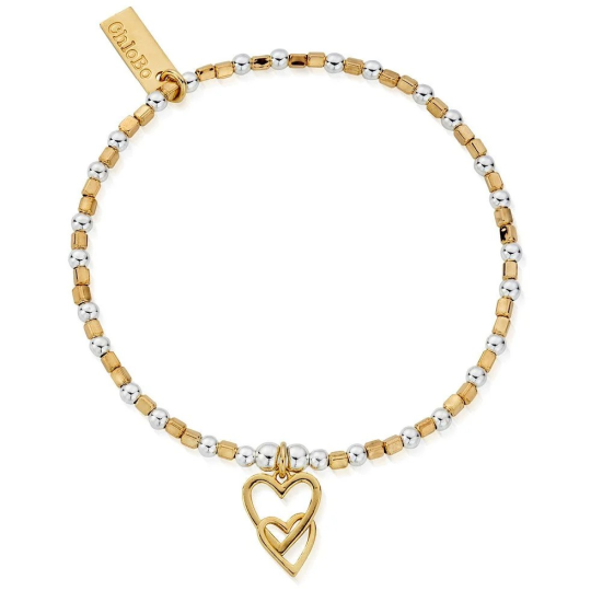 ChloBo Gold and Silver Interlocking Love Heart Bracelet